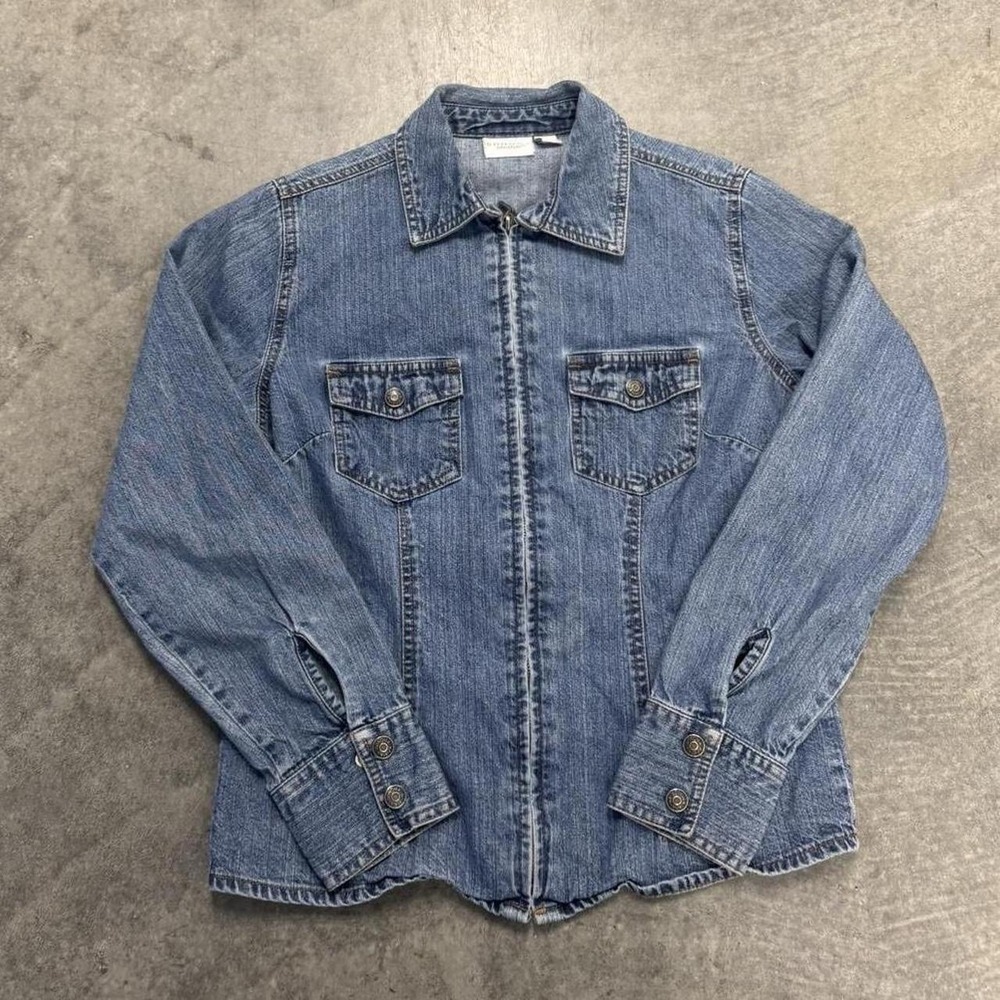 Women's Jean Jacket DenimSlim Fit Zip Front Western Fall Sonoma Utility Small